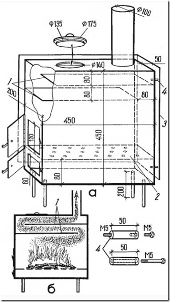 чертеж буржуйки